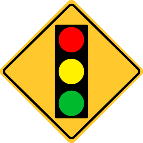 Diamond Warning Sign With Street Light Icons Template